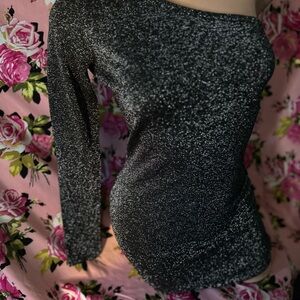 BCBG Sparkle One-Shoulder Black Bodycon Dress y2k SILK cotton